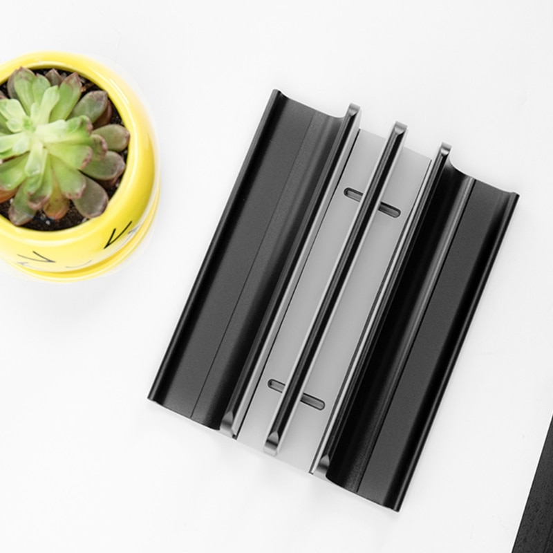 Dual Slot Aluminum Vertical Laptop Stand - Laptop Holder Compatible for Notebook