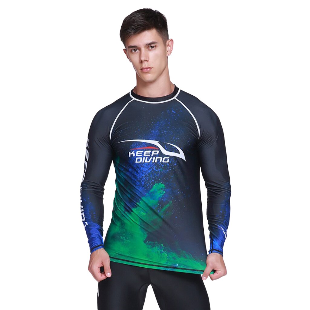 Men Long Sleeve Wetsuit Top Scuba Diving Surfing Snorkeling Rash Guard -UPF50+ UV Protection Quick Dry &amp; Breathable