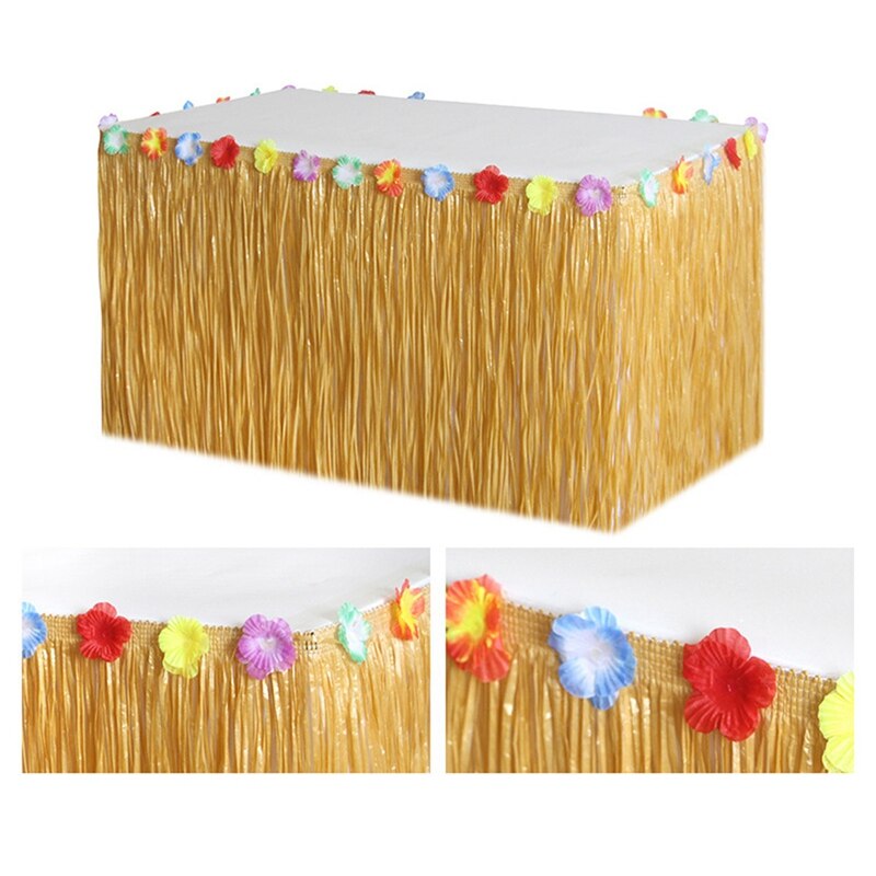 Hawaiian Straw Table Skirt , Raffia Fringe Party Decoration for Graduation Ceremony or Costume Party