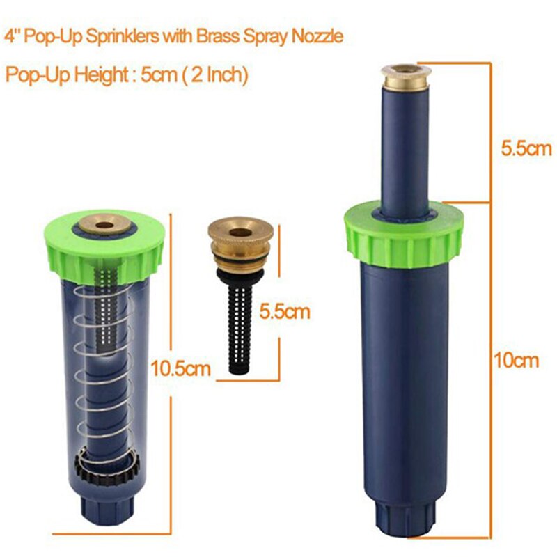 180 Degree 1/2 Type Adjustable Pop-Up Sprinkler Lawn Irrigation Gear Drive Sprinkler Garden Irrigation Supplies 10 Packs