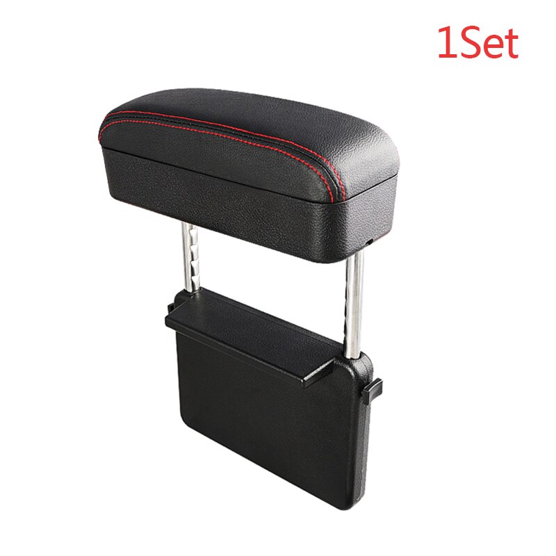 Universal Car Armrest Box Elbow Support Adjustable Car Center Console Arm Rest Organizer Arm Rest Storage Box Heightening Pad: 1 set Black Red