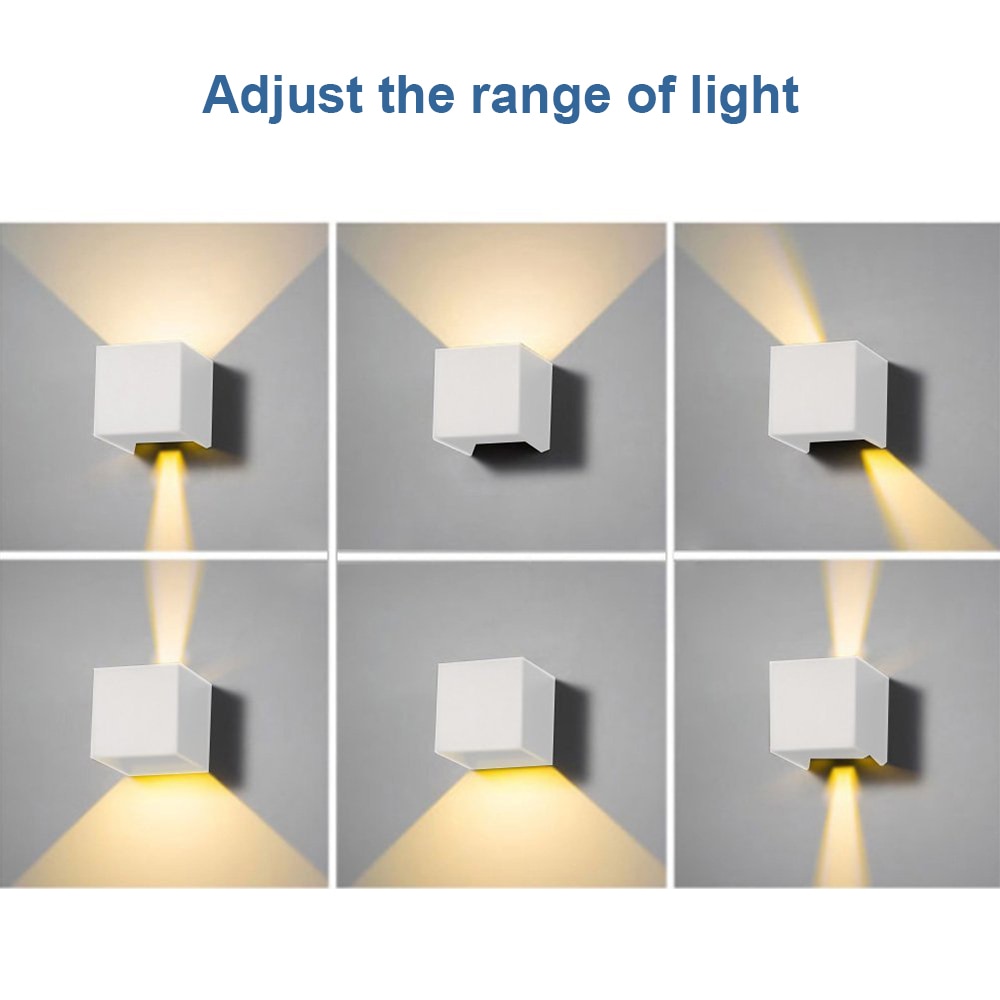 IP65 Waterproof 6W 12W Outdoor Led Wall Lamp modern Aluminum Adjustable Surface Mounted Cube Led Garden Porch Light Wall Lamps