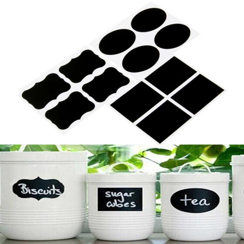 49Pcs Schoolbord Sticker Label Met Herschrijfbare Witte Vloeistof Krijt Zout Kruidkruik Fles Blackboard Sticker Keuken Accessoires