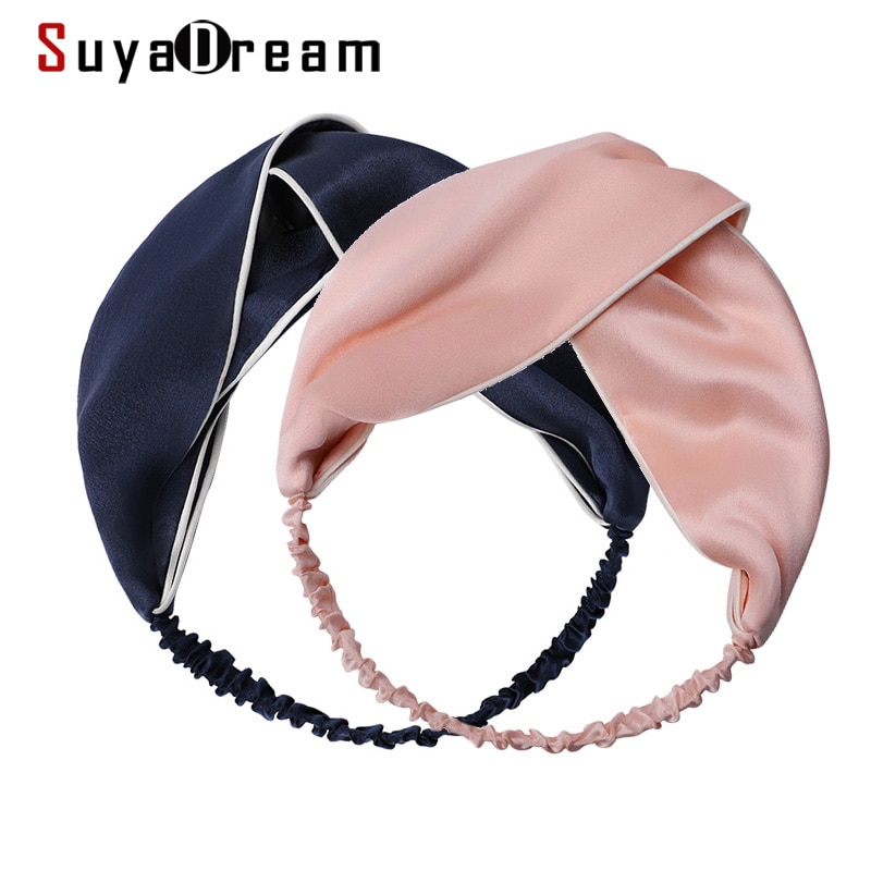 Suyadream Hoofdband Voor Vrouw 100% Echte Zijde Meisjes Haarband Navy Roze Haar Accessoires