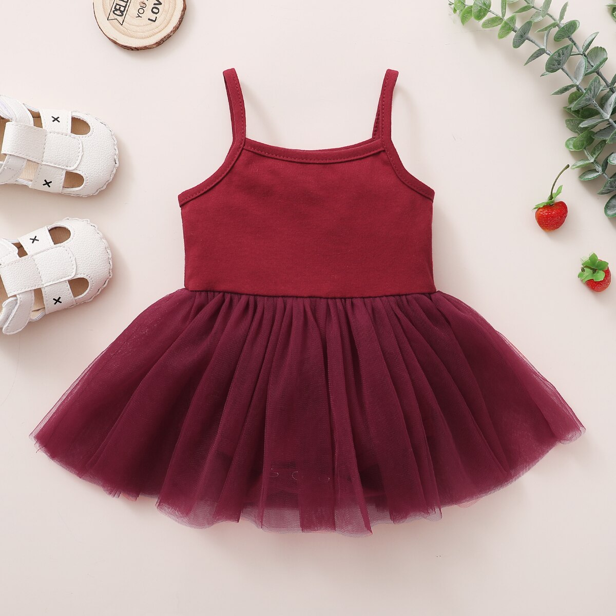 Baby Effen Kleur Romper, Zomer Baby Meisjes Zoete Stijl Mesh Splicing Mouwloze Jarretel Rokje Jumpsuit: 1 / 12m