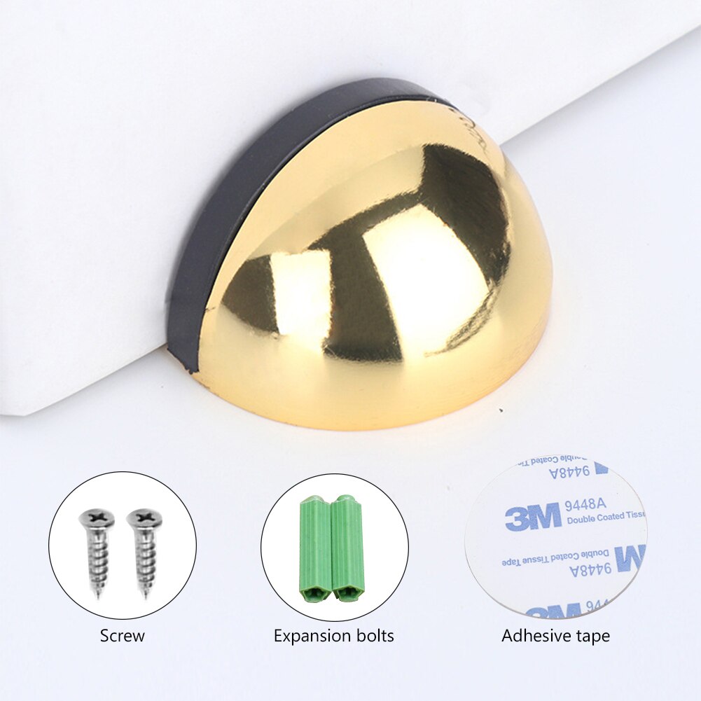 Stainless Steel Door Stopper Rubber Bumper Catch Hardware Floor Mounted Nail-free Hidden Door Non Punching Sticker Hidden Holder: Gold