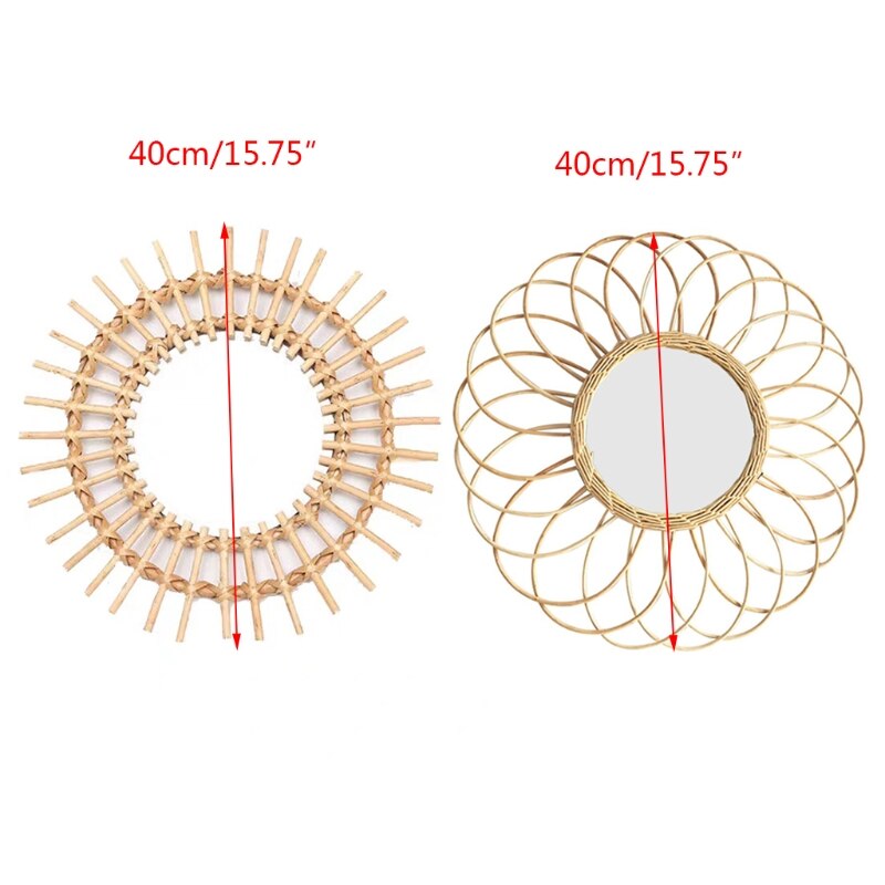 Rotan Innovatieve Art Decoratie Ronde Make-Up Spiegel Dressing Badkamer Spiegels K43D