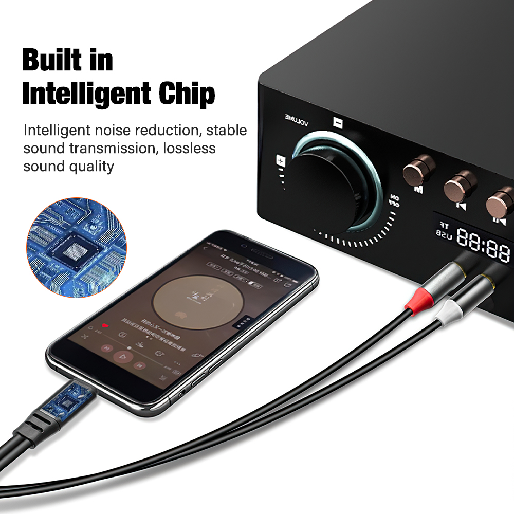 For iPhone USB Type C 3.5mm to Dual 6.35mm Adapter Audio Cable for Mixer Amplifier Speaker 6.5mm Jack Male Splitter Audio Cable