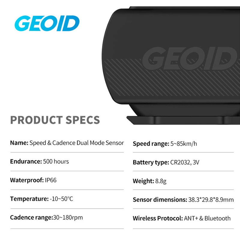 Geoid CS600 Sensor de cadência de velocidade ou HS500 Monitor de frequência cardíaca Bicicleta Computador Velocímetro ANT + Bluetooth Sensor de modelo duplo