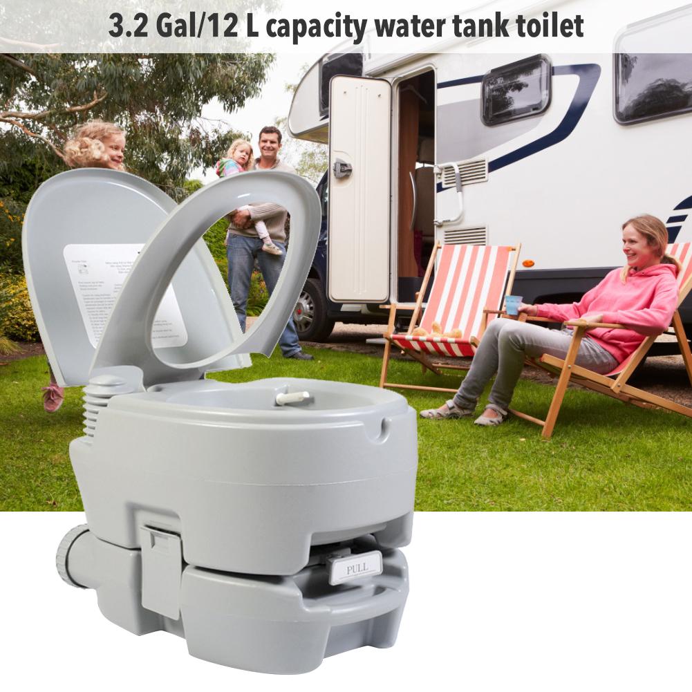 Portable Flush Toilet Commode Potty For RV Boat Outdoor Travel Camping Boating Roadtripping With 3.2 Gallon /12L Holding Tank