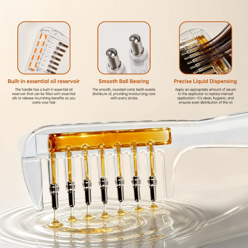 Unisex Liquid Built-In Essential Oil Massage Comb Transparent Scalp Applicator for All Hair Types Nourishing Care