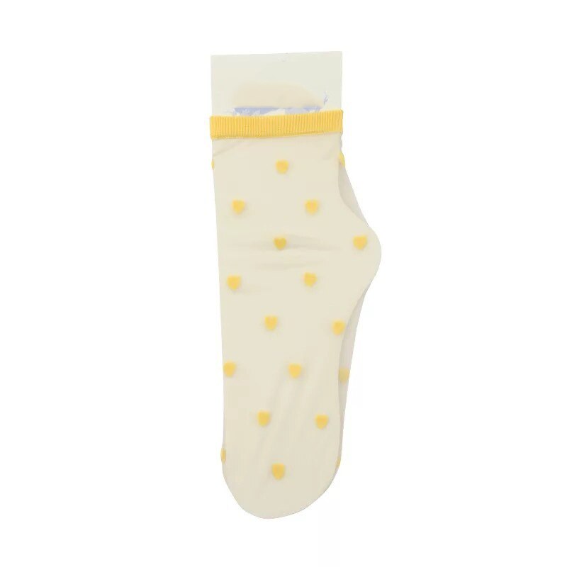 CHAOZHU Love Small Icon Kawaii Japanese Korea Sweet Hearts Sheer Transparent Socks Women Girls Summer Spring Street Shot: yellow