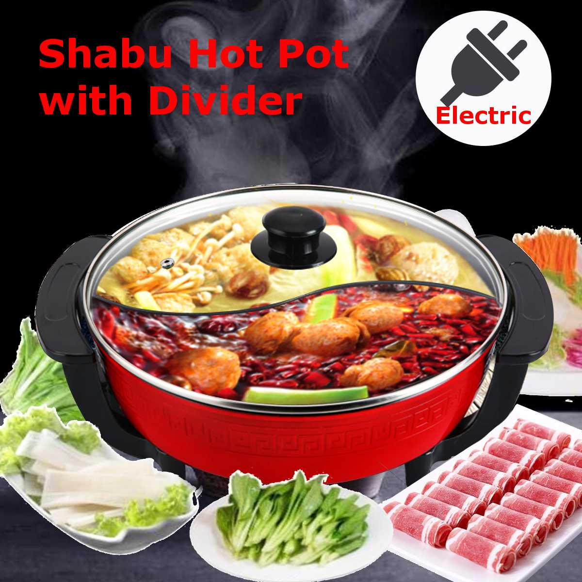1300W 220V Elektrische Heißen Topf Suppe Töpfe Edelstahl Nicht Stock Rauchfreien Heimat Küche CookwareTwin Unterteilt Shabu topf