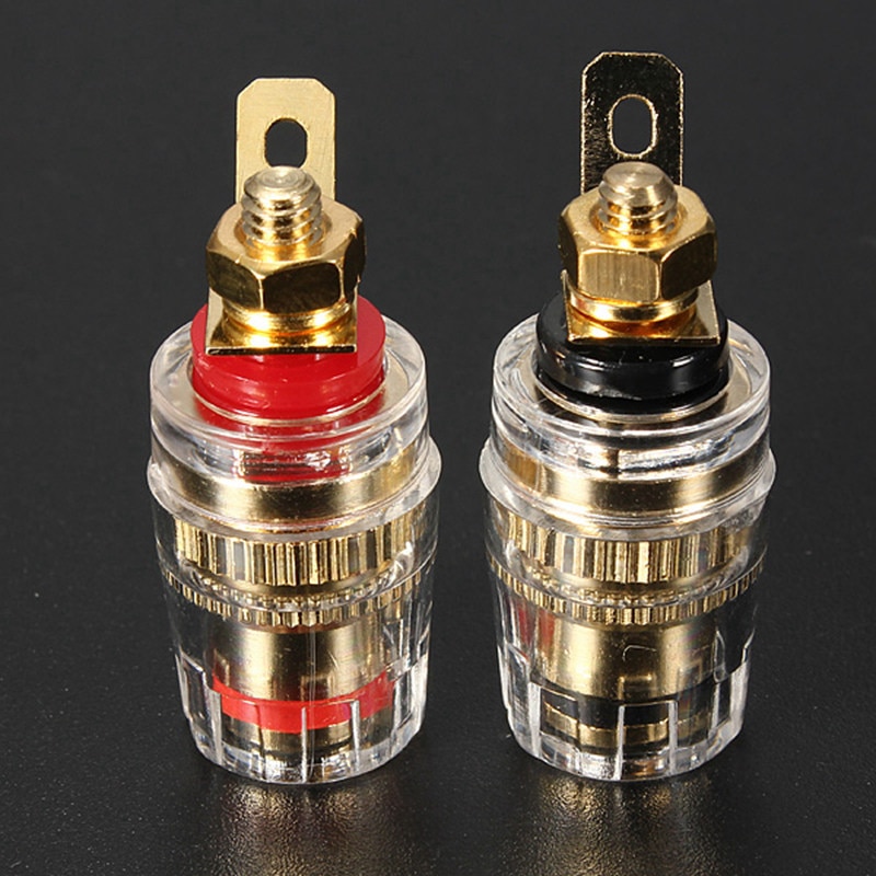 LEORY 4 Pcs Amplifier Speaker Terminal Board Connector 32 mm Gold Plated Binding Post For 4mm Banana Plug Jack Connector