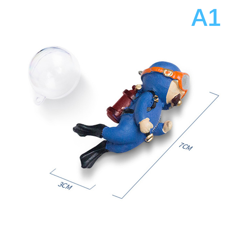 Resin Craft Ocean Scene Layout Accessories Aquarium Decoration Home Office Durable Miniature Fish Tank Floating Diver: WHITE