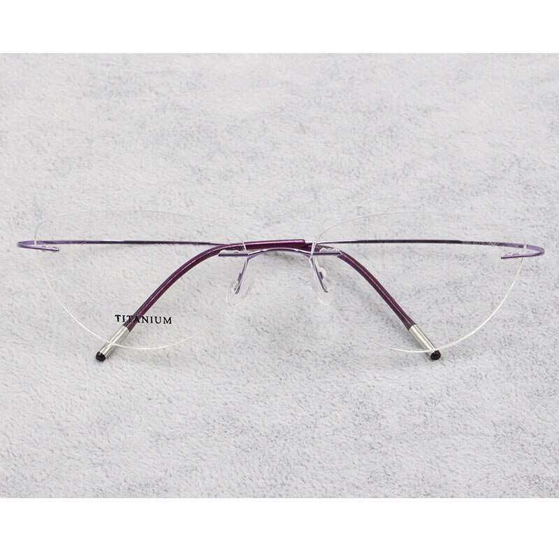 Rammeløse brilleramme kvinder titanium ultralette briller receptfrie rammeløse katteøje briller nærsynethed optisk ramme