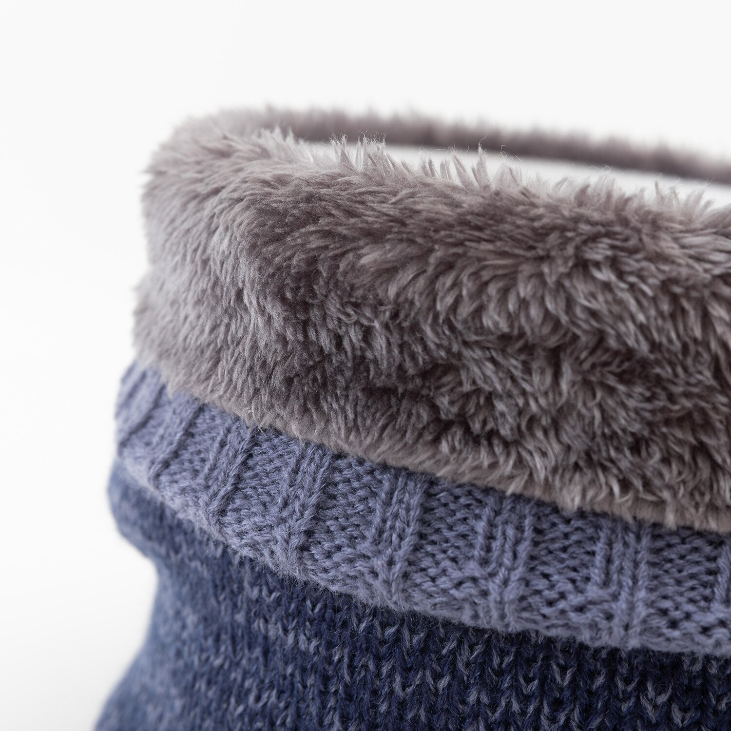 Winter Unisex Warm Knitted Ring Scarf Fleece Inside Elastic Knit Plush Scarves Men Women Thick Warmers Cotton Snood Neck Ring