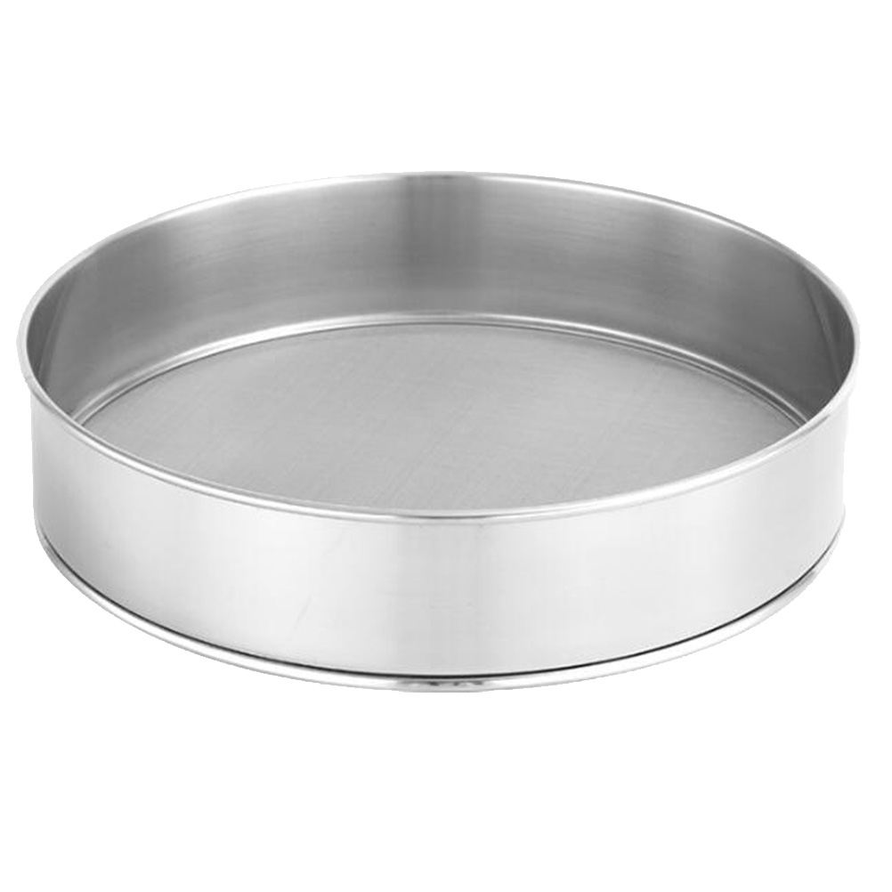 Rustfritt stål finmasket mel sikt håndholdt mel sikt sil sil kake bakeverktøy kjøkken tilbehør: 25 cm i diameter