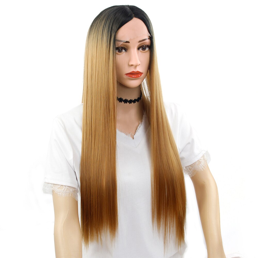 Ombre Blonde lace front wigs For Women Synthetic pink frontal lace wigs Female Long Straight Hair wig for