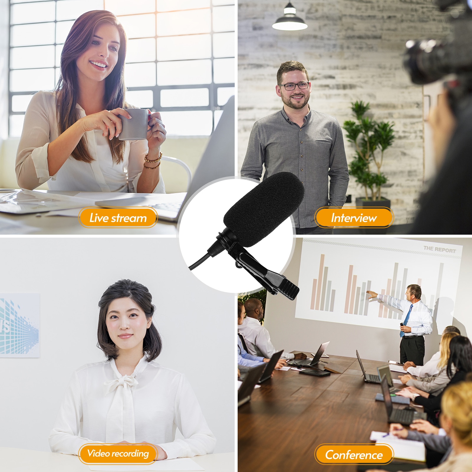 Lavalier Lapel Microphone XLR Omnidirectional Condenser Mic Supports 48V Phantom Power Compatible