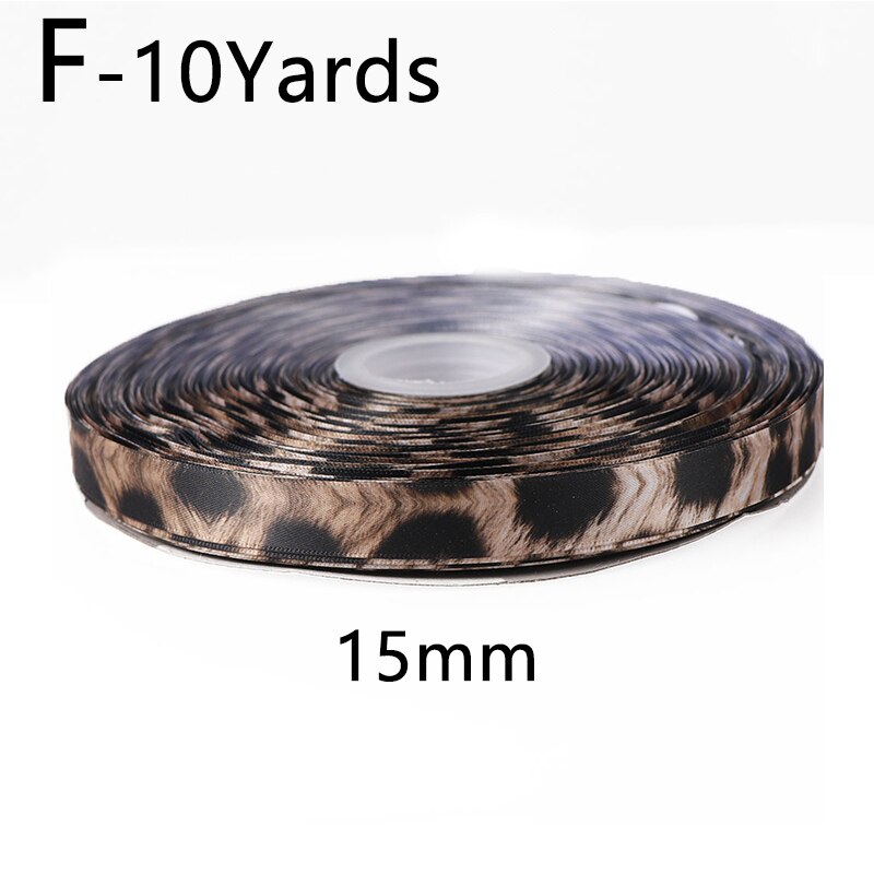 10Yards 10/15/25/40mm Leopard Print Printed Polyester Ribbons Transfer Printed Grosgrain Clothing DIY Handmade Materials: F