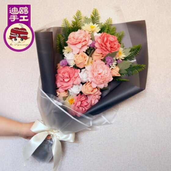 1pc ramo de flores artificial Kit de fieltro tela no tejida material de embalaje DIY artesanía costura de cumpleaños decoración para el hogar: 2