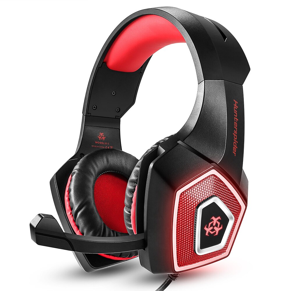 V1 Gaming Headset Gamer Hoofdtelefoon 7.1 Surround Sound Stereo Oortelefoon Usb Microfoon Breathing Led Light Pc Gamer: Red