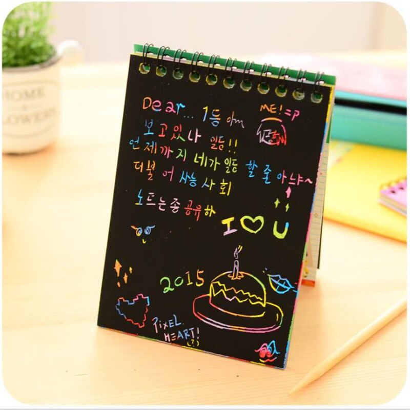 10*14cm Scratch Note Children's DIY Color Rainbow Scratch Paper book DIY Painting Colorful Graffiti Notebook