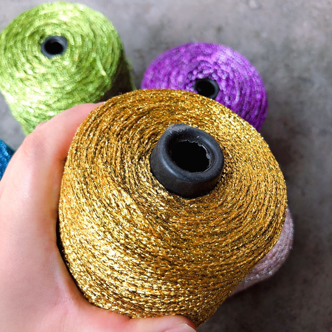 Hilo de ganchillo para tejer a mano, hilo fino hueco, oro, plata, seda brillante, metalizado, hilo aguja, artesanal, bolsa de oso hecho a mano, 500g: Yellow 500g