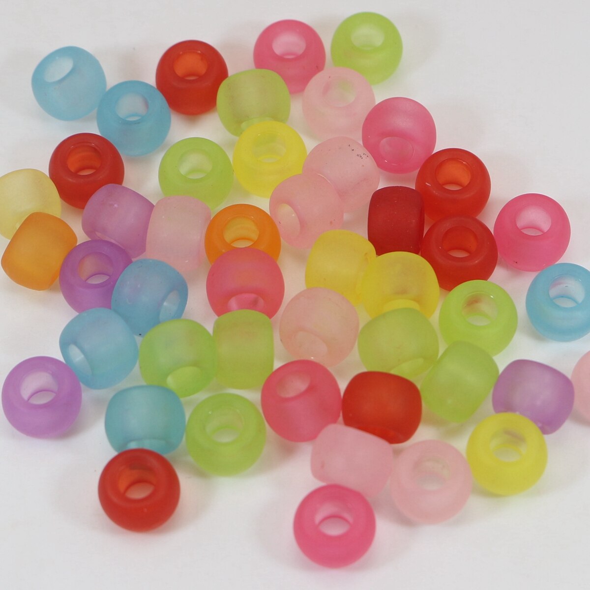 200 Mixed Color Acrylic Barrel Pony Beads 9X6mm Various Style Kids Craft Kandi: NO 53 Mixed Frosted