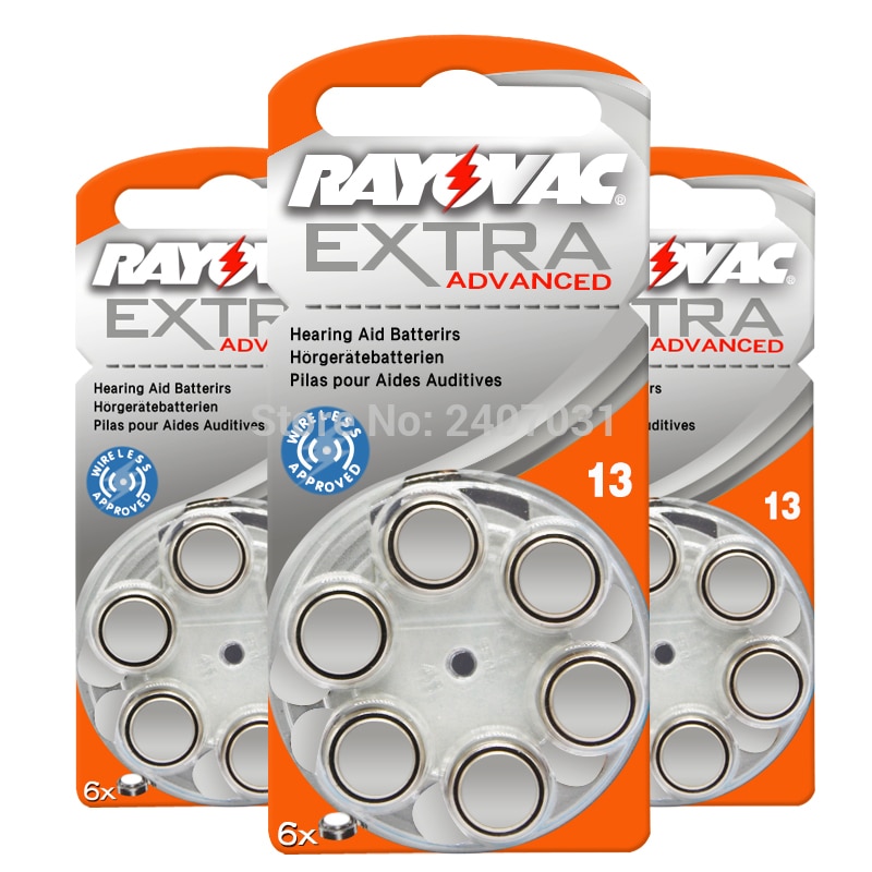 Høreapparat batterier 60 stk  / 1 boks rayovac extra -a13/pr48/s13 zink luft batteri 1.45v størrelse 13 diameter 7.9mm tykkelse 5.4mm