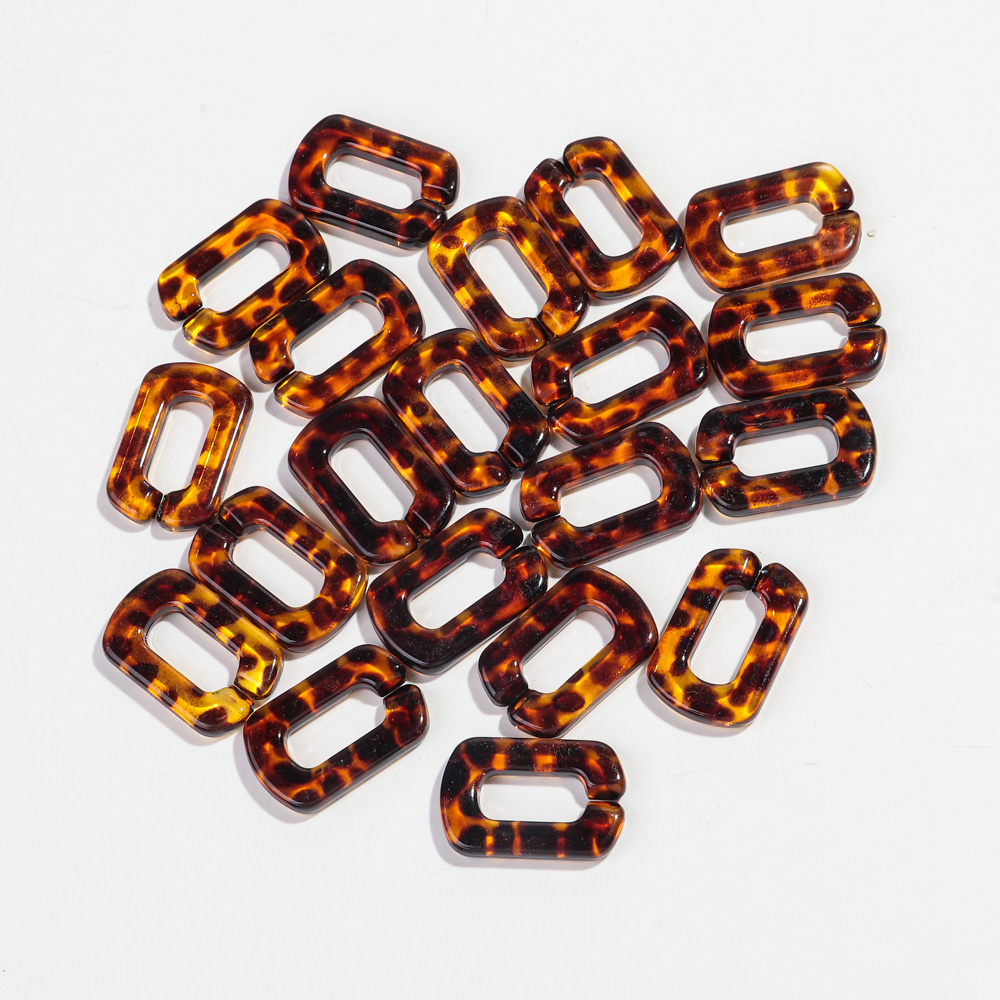 20 piezas 20x30mm cuentas de cadena de eslabones de anillo cuadrado acrílico de colores mezclados para pulsera fabricación de collares accesorios de joyería DIY al por mayor: Oro