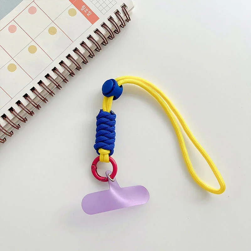 Mobiele telefoonketting Ringkoord voor sleutels met patch Polsbanden Luxe hangend touw Mobiele telefoonhouder Sleutelhanger Telefoonhoesje Lanyard: Yellow / Gold