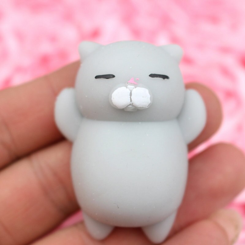 Speelgoed Squishy Kat Set 2 Zachte Siliconen Kawaii Kitties Top Stress Zintuiglijke 2022 Unieke Kids &amp; Volwassenen Tiener meisje Jongen: Grey 1 pcs