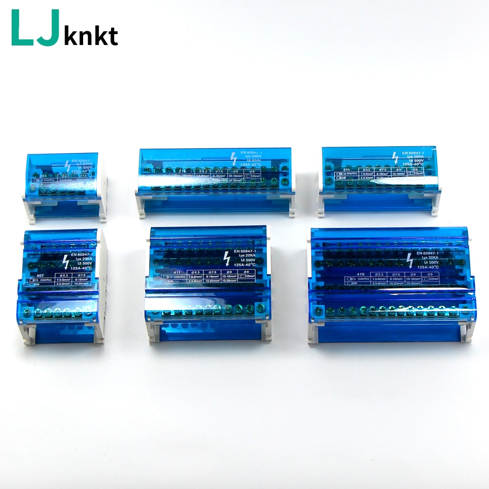 1pc Cabinet Copper Plastic waterproof junction box 4 * 7 cabinet 125A two bus junction box enclosure 2 * 7 Terminal Block