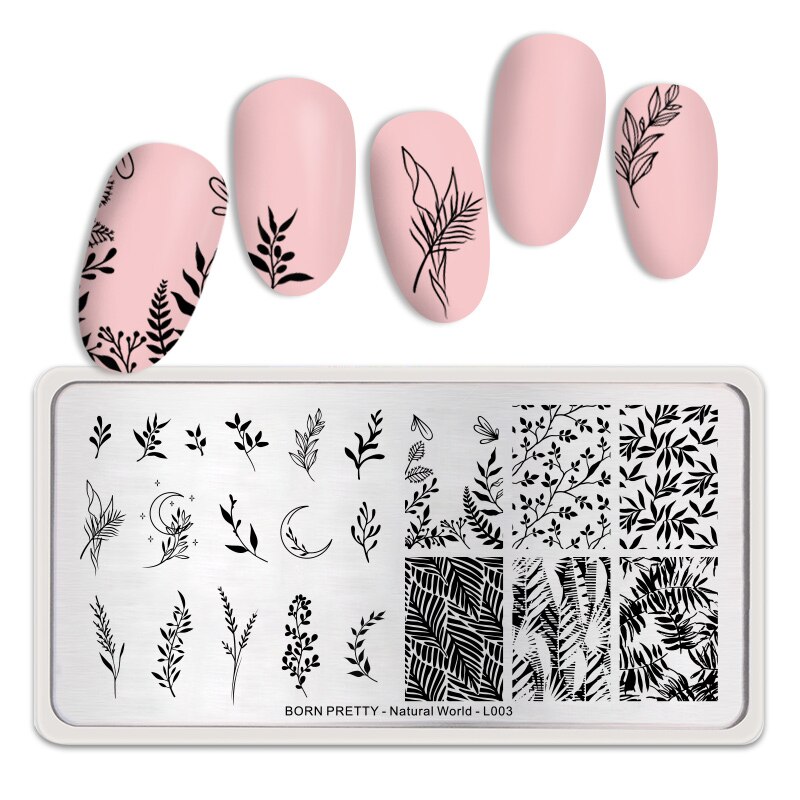 Født smuk nail art stempel skabelon blomst blonder geometri billeder stål nail art stencil blomstertema manicuring: Nw -l003