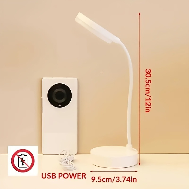 Lampada da scrivania a LED flessibile con dimmer a 3 livelli Alimentata tramite USB Luce calda/bianca per la cura degli occhi, perfetta per la lettura e lo studio dell'home office