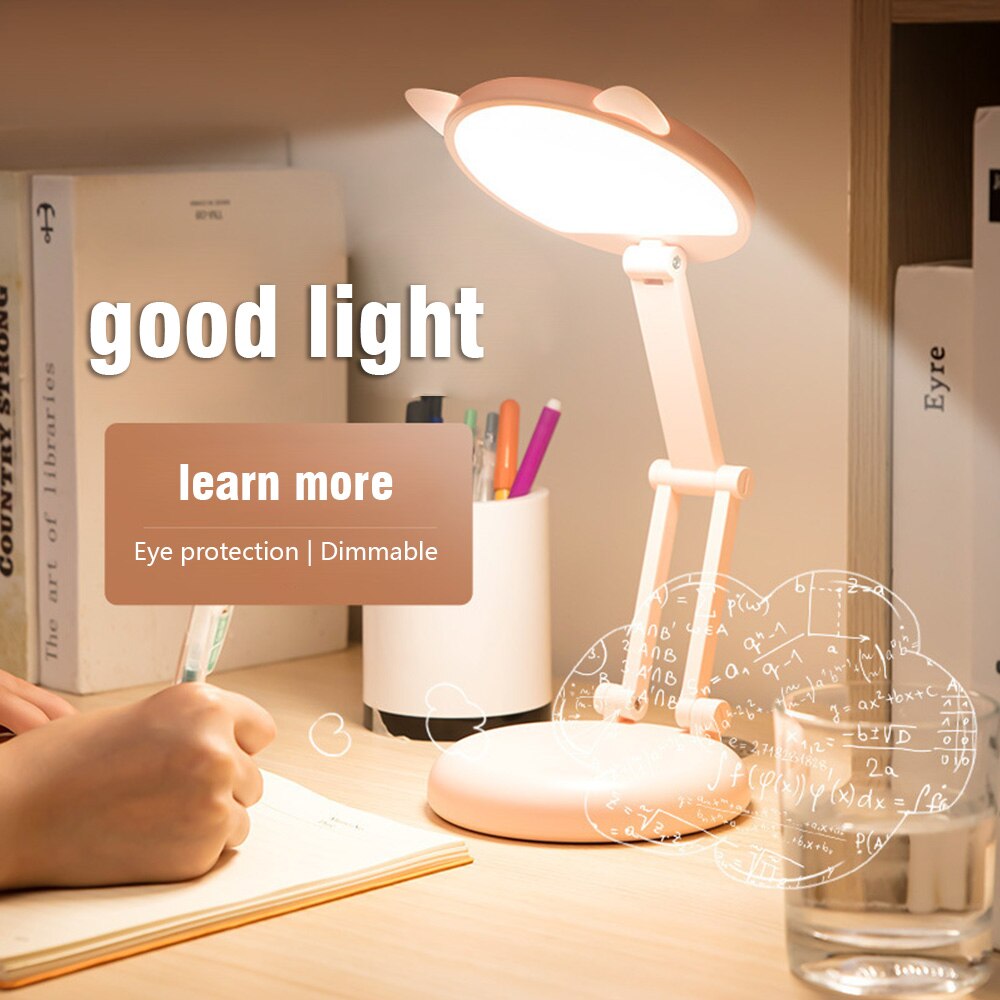 Leuke Led Bureaulamp Helderheid Verstelbare Opvouwbare Led Desktop Lamp Oogbescherming Nachtlampje Kinderen Kids Leuke Leeslamp