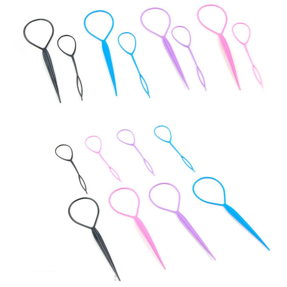 Popular 2pcs Ponytail Creator Plastic Loop Styling Tools Black Topsy Pony topsy Tail Clip Hair Braid Maker Styling Tool