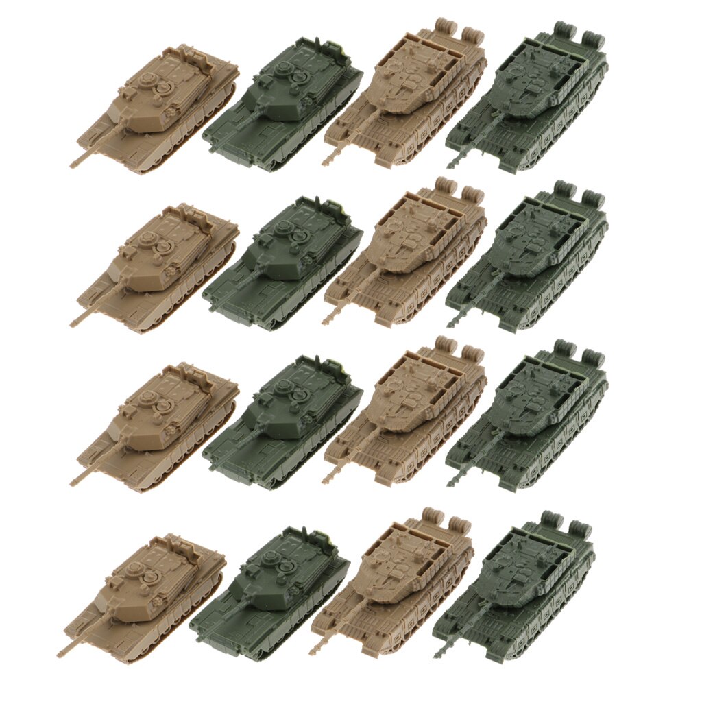 16PCS 1:144 Scale 4D Modern Tanks Model Finished Tank Model 360 Rotatable Toys for Kids Boys