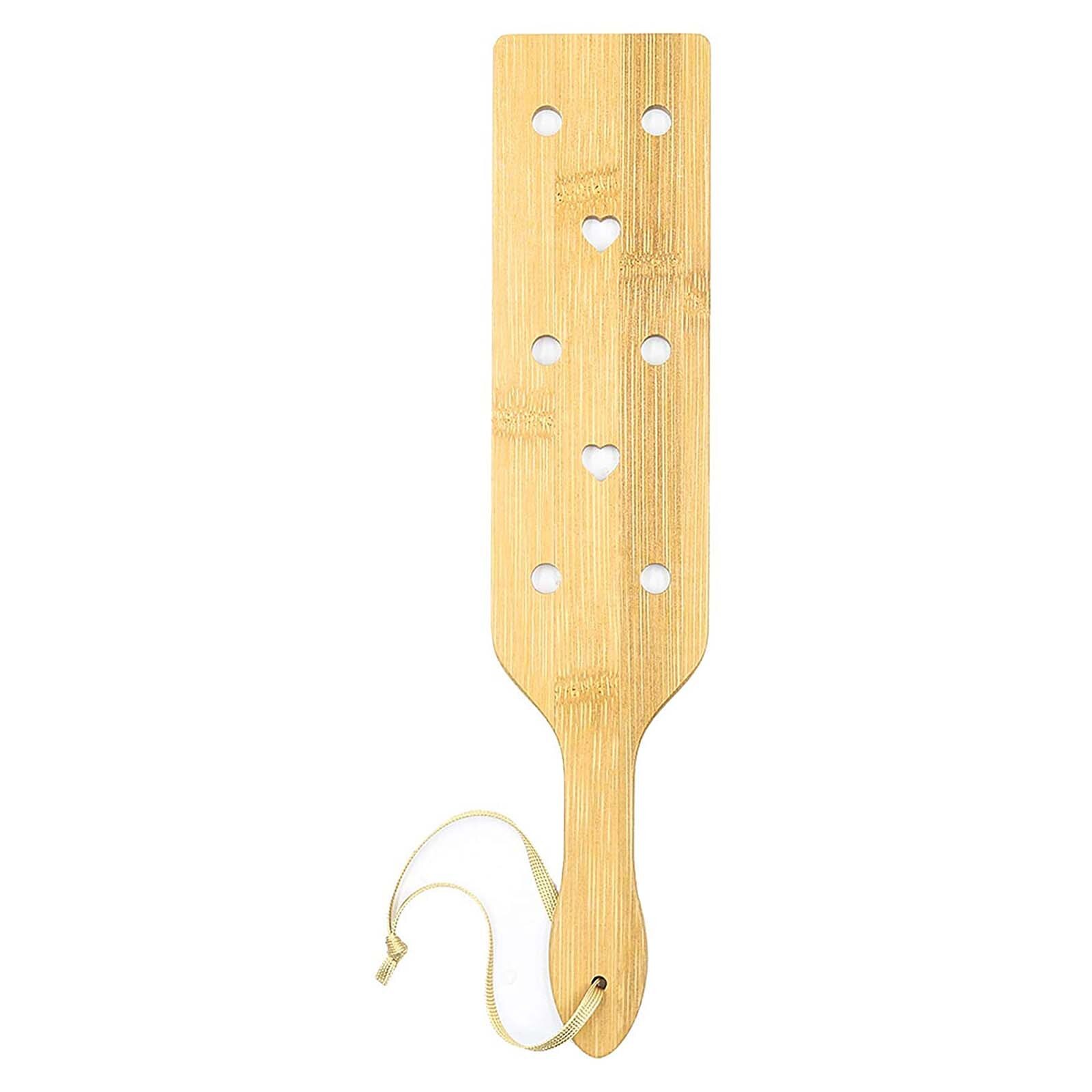Bamboo Wood Paddle Lightweight Thin Wooden Paddles with Airflow Holes Light Play Wooden Whip Heart Cut-out