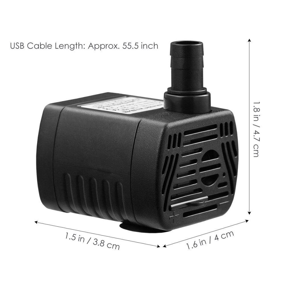 Ueetek USB-1020 Dc 3.5V -9V 3W Usb Borstelloze Dompelpomp Aquarium Fontein Vijver Pomp (zwart)