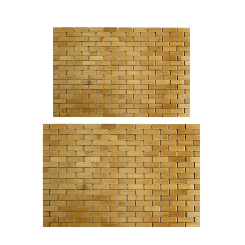 Teak træ bademåtte fødder brusebad gulv naturlig bambus skridsikker stor 50 x 70cm: Default Title