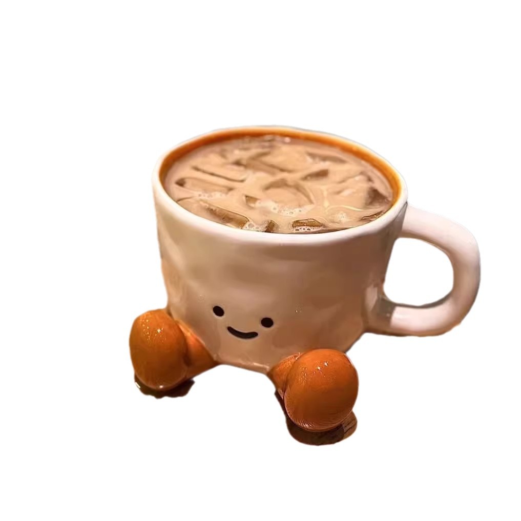 Taza de cerámica con forma de pie, taza de café Kawaii, taza de agua y bebida bonita de dibujos animados, taza de leche para desayuno para amigo, de Navidad, decoración del hogar