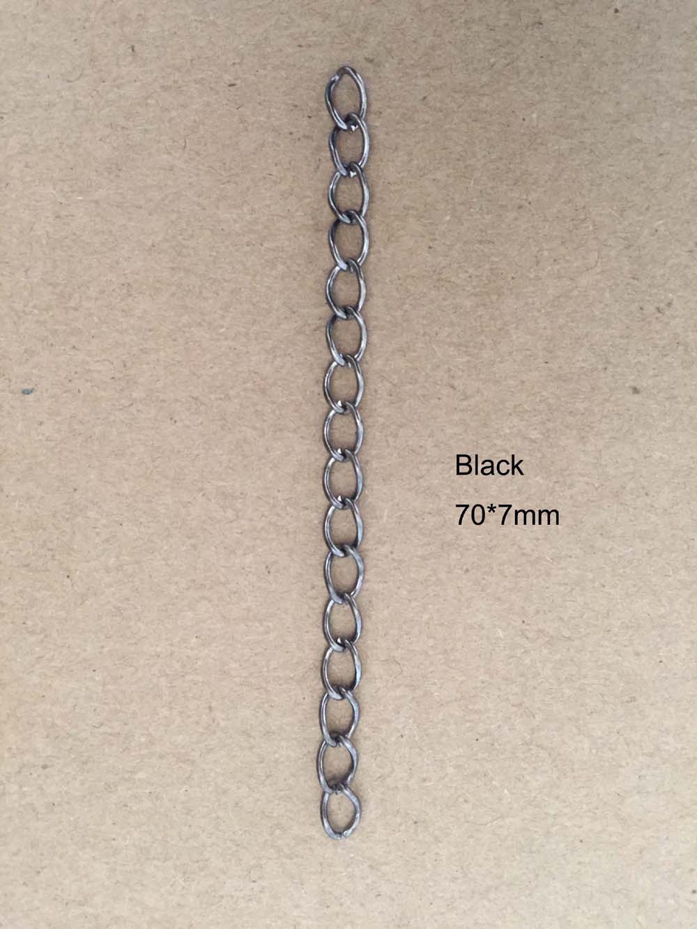 100 sztuk/partia naszyjnik łańcuch przedłużający luzem bransoletka rozszerzone łańcuchy ogon Extender dla DIY komponenty do wyrobu biżuterii: Black70x7mm