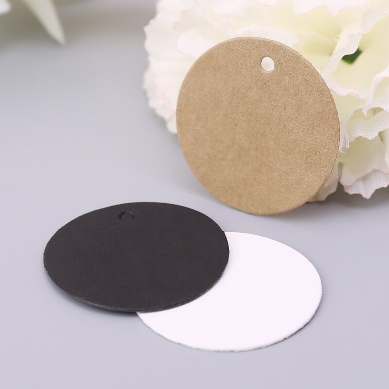 Étiquettes volantes en papier Kraft vierge, 100 pièces, pour de mariage, carte , 3.5cm, ,