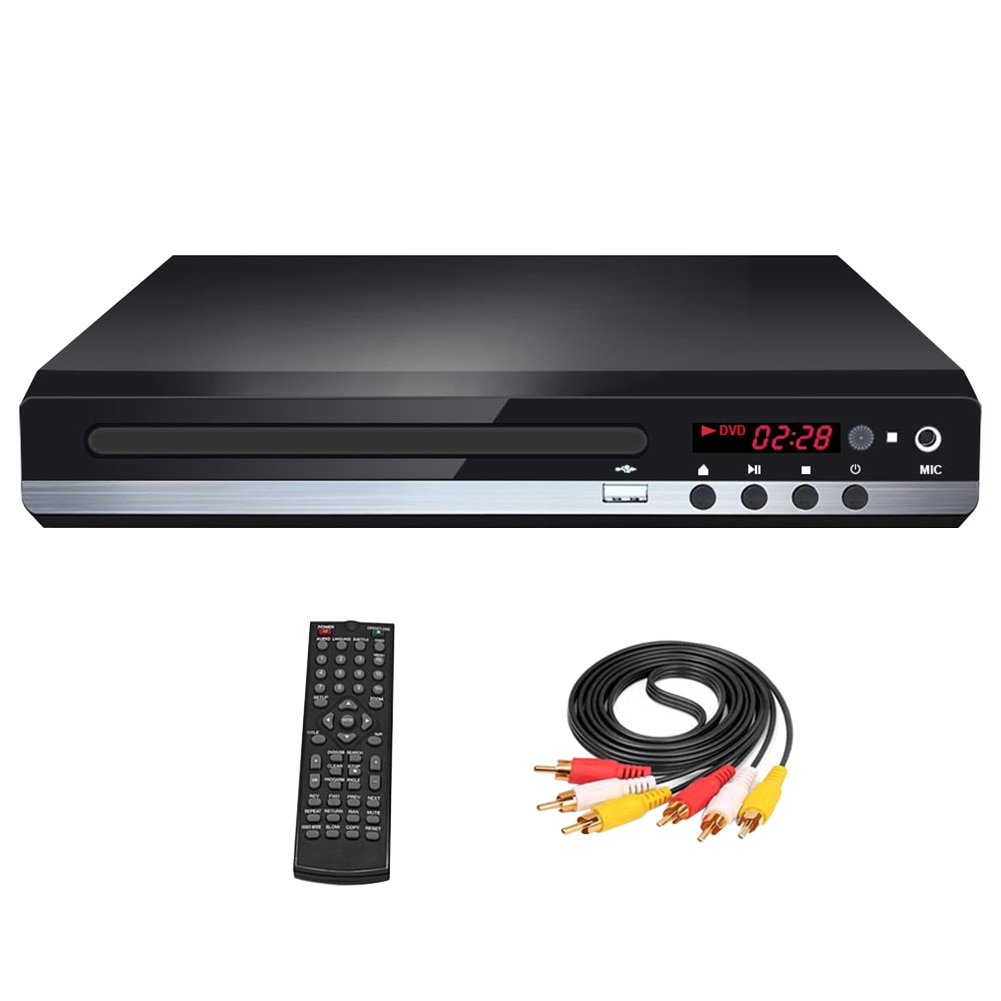 For TV Karaoke Easy Install USB HD DVD Player US Plug Remote Control VCD MIC Input Multi Format Metal CD HDMI-Compatible