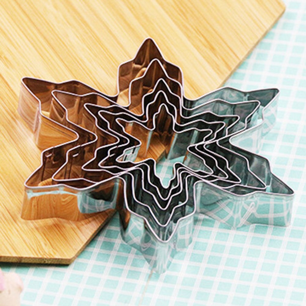 5 Stuks Sneeuwvlok Cookie Cutter Biscuit Chocolade Cakevorm Bakken Tool