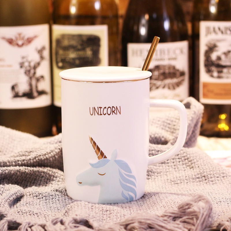 Coffee Mug Travel Coffee Cup Golden Rim Ceramic Porcelain Cups For Coffee Milk Tea Cups And Mugs Cute Unicorn Mug: C