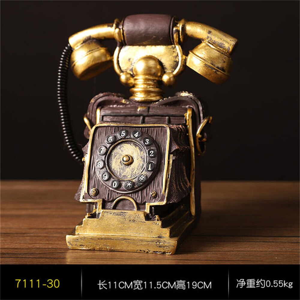 Retro Desktop Landline Telephone Model Antique Old-fashioned Telephone Desktop Decoration Ornament Craft: 7111-30